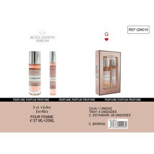 LA VIDA BELLA SET EAU DE PARFUM DE 37 ML + 20 ML POUR FEMME REYES QUEENS -  idc institute en gros