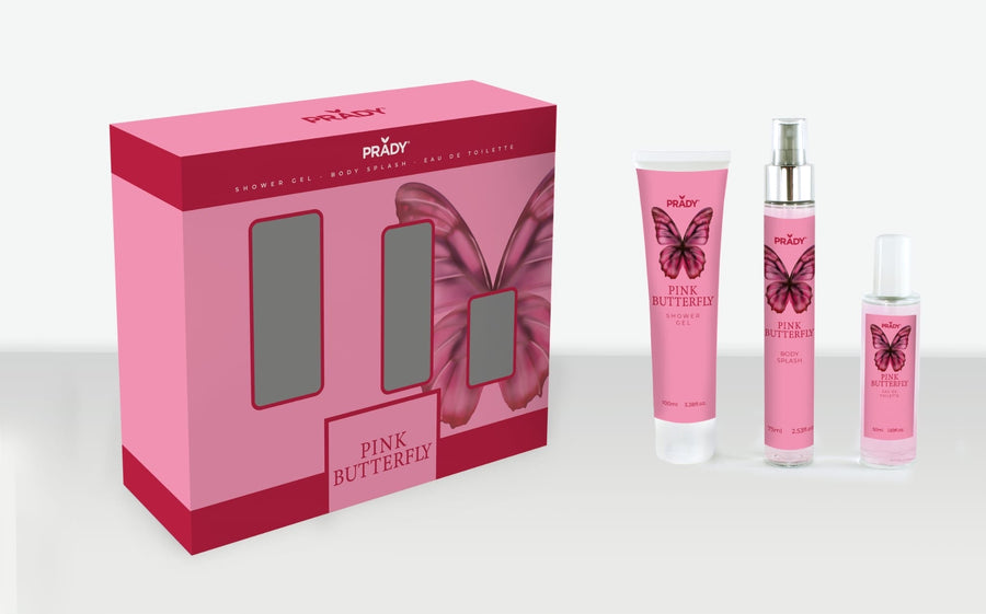 SET DE PERFUME PINK BUTTERFLY 3 PIEZAS - PRADY