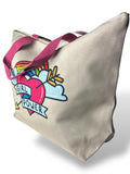 Bolso de playa grande con forma de corazón "GRL POWER"