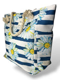 Bolso de playa grande "DAISIES", moda de verano, azul playa