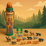Set de 18 figuras de animales con tubo 5 cm MARUKATSU