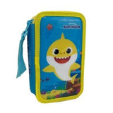 Estuche BABY SHARK con 3 compartimentos con cremallera