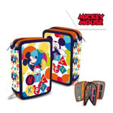 Estuche Mickey Mouse con 3 prácticos y coloridos compartimentos con cremallera