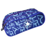 Estuche escolar con doble cremallera Converse azul Scramble 22x8 5cm