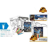 Conjunto de colorear mundo jurassic creatividad y aventura