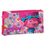Estuche de lápices triple trolls práctico y colorido