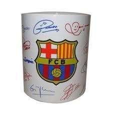 Fc Barcelona - taza ceramica  blanca firma